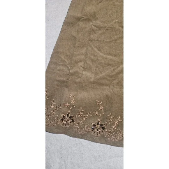 Kool Jeans Skirt Women's L Tan Corduroy Skirt Embroidered Floral Cottagecore Y2k - Picture 3 of 7